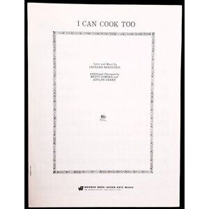 Vintage I Can Cook Too Sheet Music Leonard Bernstein Comden 1944 On The Town